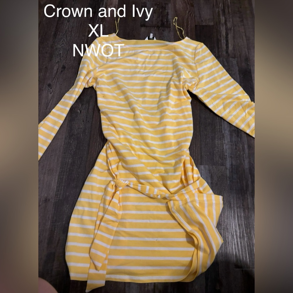 Crown & Ivy Yellow Striped Dress